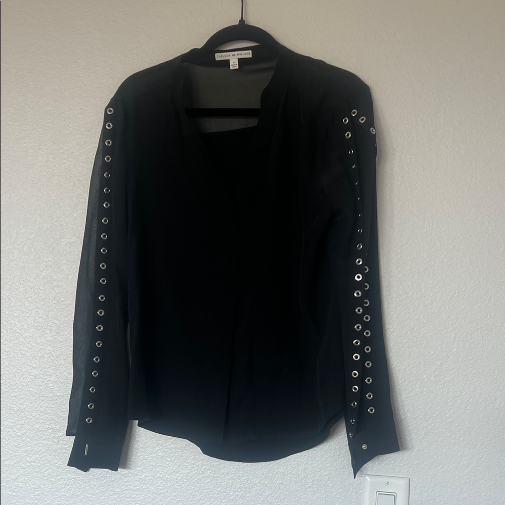 Black Eyelet Sleeve Blouse